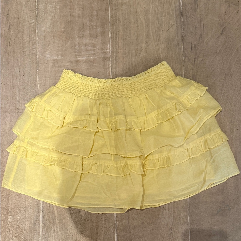 LoveShackFancy Yellow Tiered Ruffle Skirt - Girls